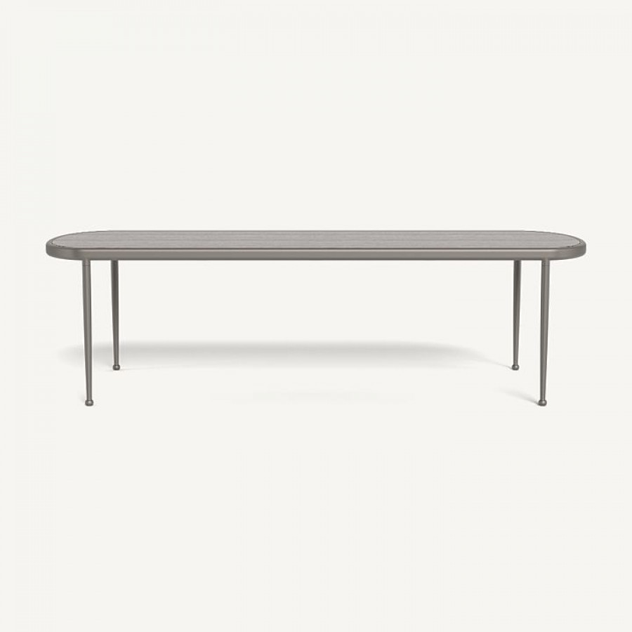 Harbour Andre Rectangle Dining Table - Aluminum Taupe / Travertine Dark Gray