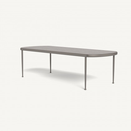 Harbour Andre Rectangle Dining Table - Aluminum Taupe / Travertine Dark Gray
