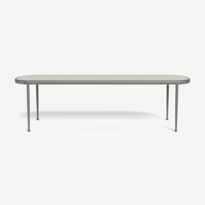 Harbour Andre Rectangle Dining Table - Aluminum Taupe / Travertine Natural