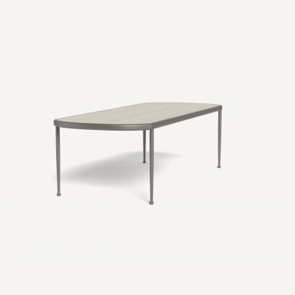 Harbour Andre Rectangle Dining Table - Aluminum Taupe / Travertine Natural