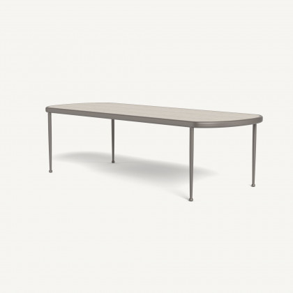 Harbour Andre Rectangle Dining Table - Aluminum Taupe / Travertine Natural