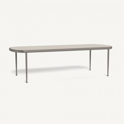 Harbour Andre Rectangle Dining Table - Aluminum Taupe / Travertine Natural