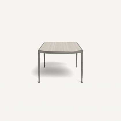 Harbour Andre Rectangle Dining Table - Aluminum Taupe / Travertine Natural