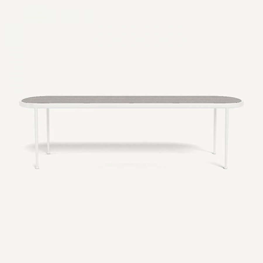 Harbour Andre Rectangle Dining Table - Aluminum White / Travertine Dark Gray