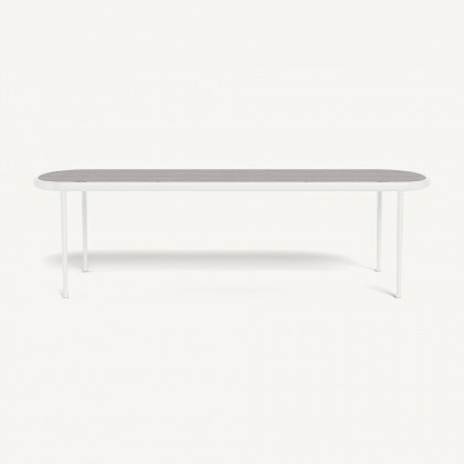 Harbour Andre Rectangle Dining Table - Aluminum White / Travertine Dark Gray