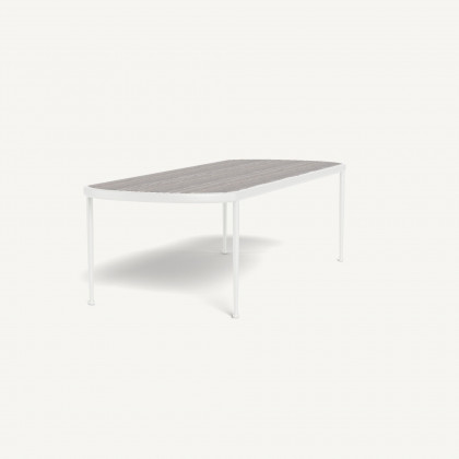 Harbour Andre Rectangle Dining Table - Aluminum White / Travertine Dark Gray