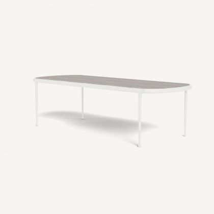Harbour Andre Rectangle Dining Table - Aluminum White / Travertine Dark Gray