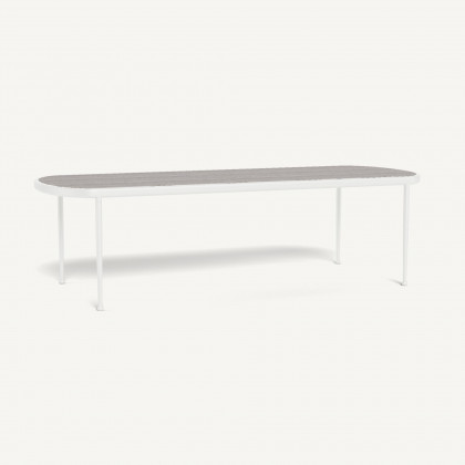 Harbour Andre Rectangle Dining Table - Aluminum White / Travertine Dark Gray