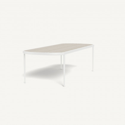 Harbour Andre Rectangle Dining Table - Aluminum White / Travertine Natural