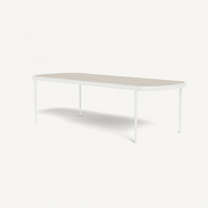 Harbour Andre Rectangle Dining Table - Aluminum White / Travertine Natural