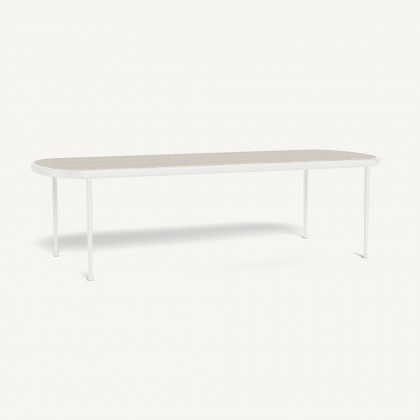 Harbour Andre Rectangle Dining Table - Aluminum White / Travertine Natural