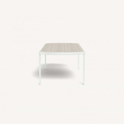 Harbour Andre Rectangle Dining Table - Aluminum White / Travertine Natural