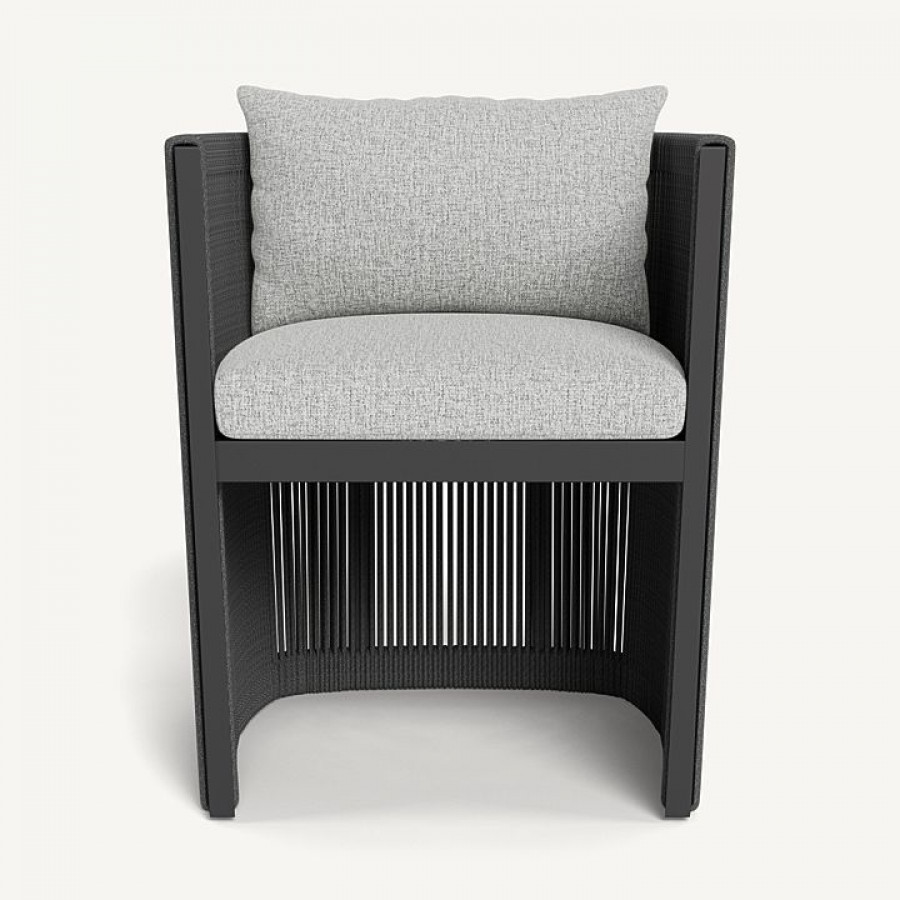 Harbour Antigua Dining Chair - Aluminum Asteroid / Copacabana Sand / Rope Dark Gray