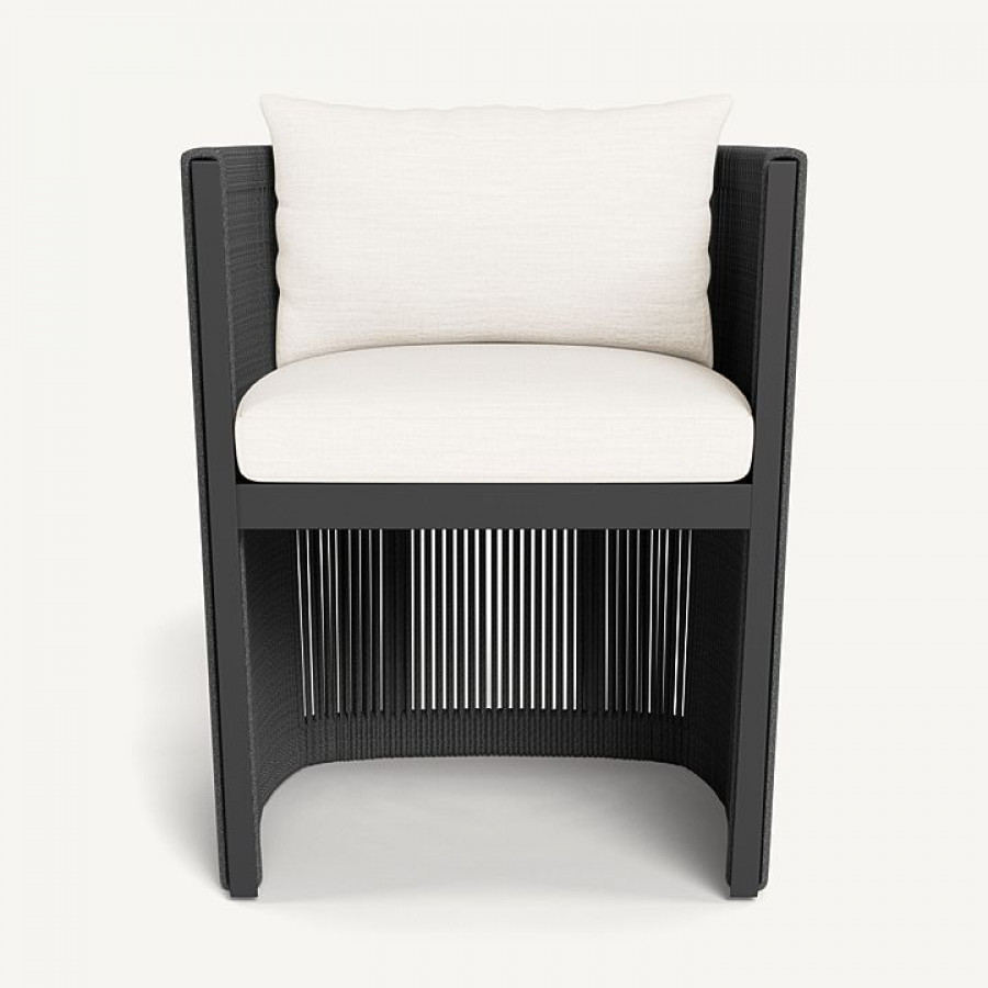 Harbour Antigua Dining Chair - Aluminum Asteroid / Panama Blanco / Rope Dark Gray