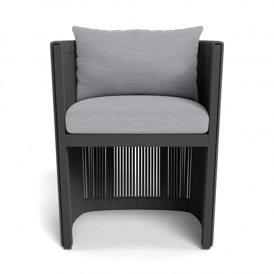 Harbour Antigua Dining Chair - Aluminum Asteroid / Panama Cloud / Rope Dark Gray