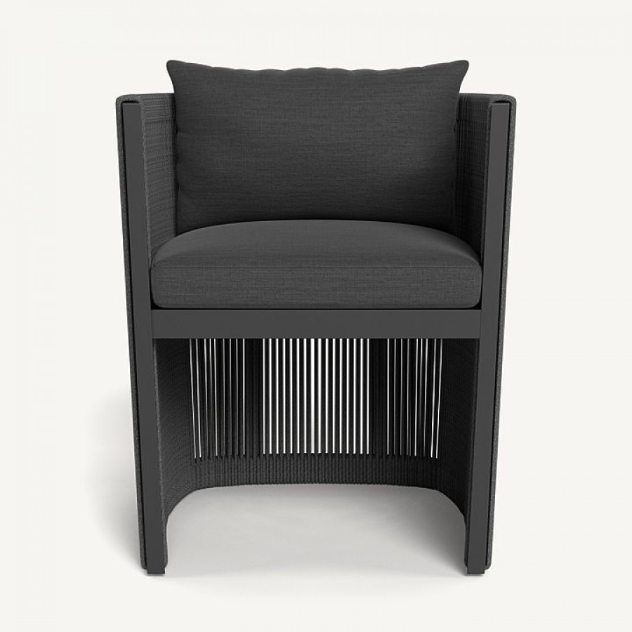 Harbour Antigua Dining Chair - Aluminum Asteroid / Panama Grafito / Rope Dark Gray