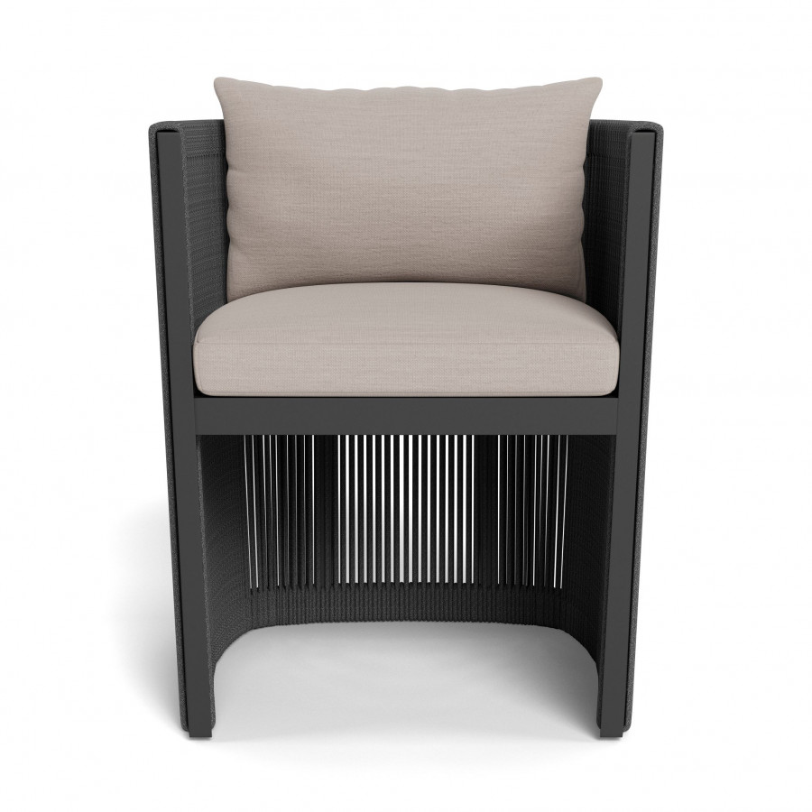 Harbour Antigua Dining Chair - Aluminum Asteroid / Panama Marble / Rope Dark Gray