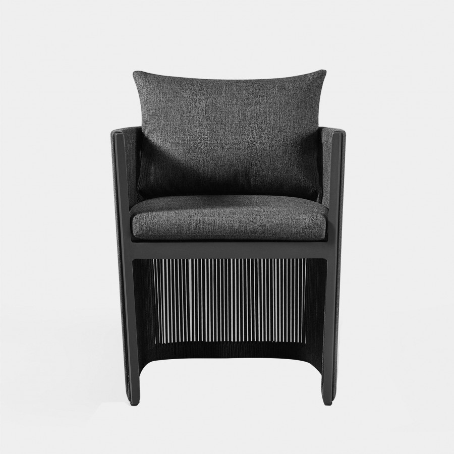 Harbour Antigua Dining Chair - Aluminum Asteroid, Siesta Indigo, Rope Dark Gray