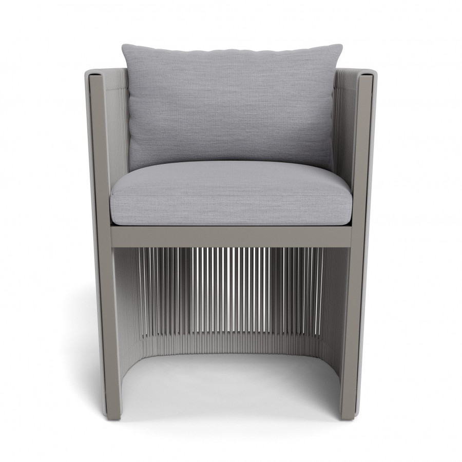 Harbour Antigua Dining Chair - Aluminum Taupe / Panama Cloud / Rope Light Gray