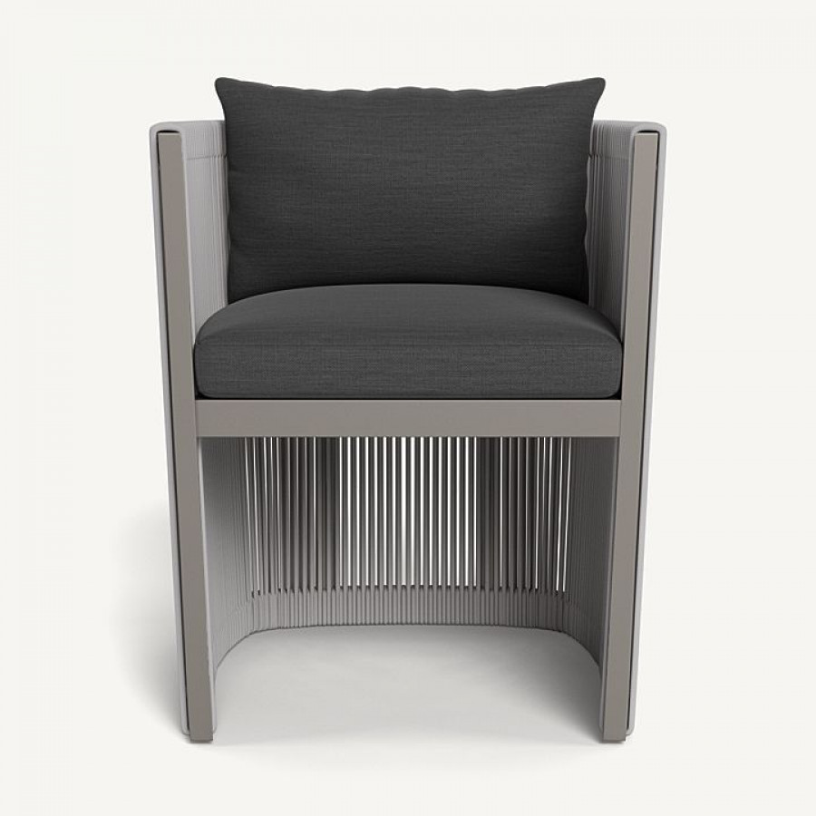 Harbour Antigua Dining Chair - Aluminum Taupe / Panama Grafito / Rope Light Gray