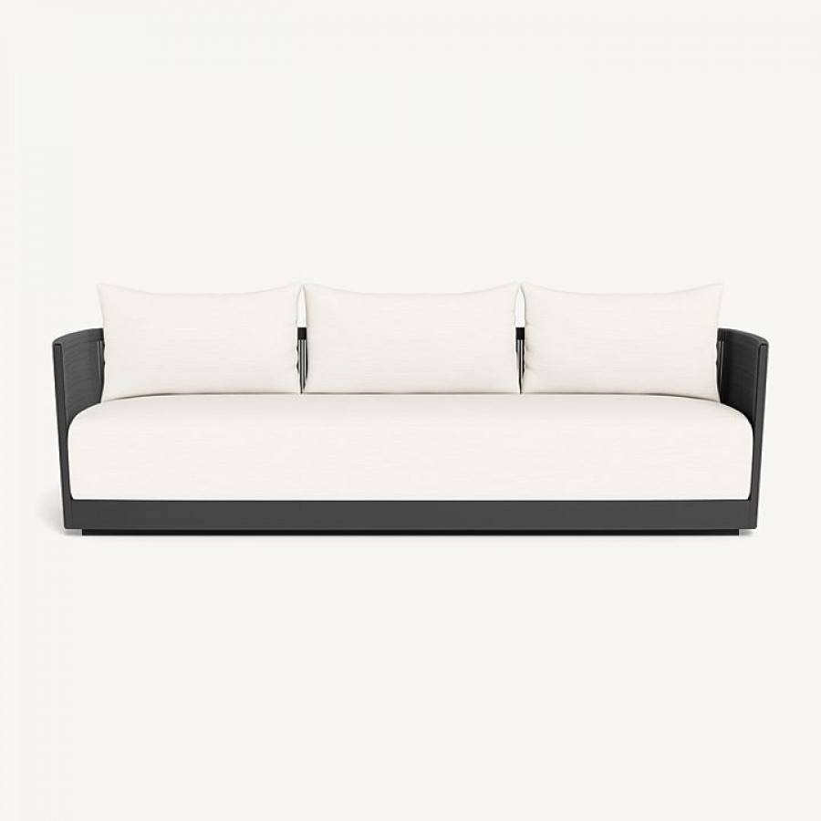Harbour Antigua 3 Seat Sofa - Aluminum Asteroid / Panama Blanco / Rope Dark Gray