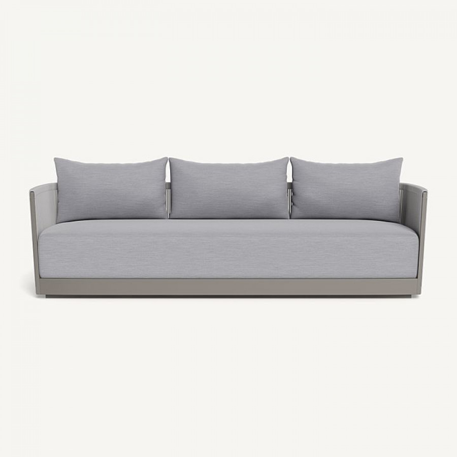 Harbour Antigua 3 Seat Sofa - Aluminum Taupe / Panama Cloud / Rope Light Gray