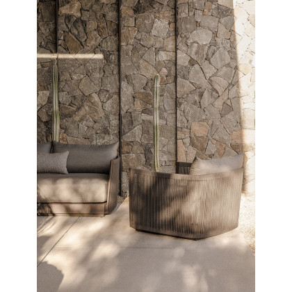 Harbour Antigua 3 Seat Sofa - Aluminum Taupe / Panama Grafito / Rope Light Gray