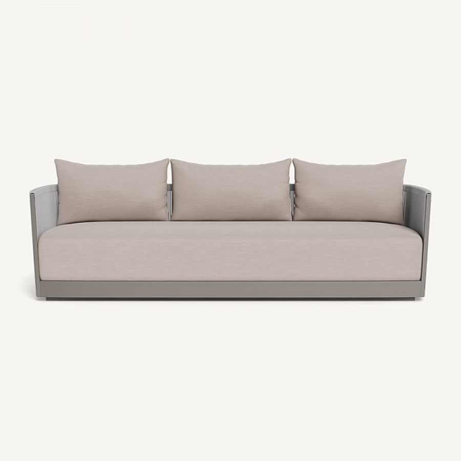Harbour Antigua 3 Seat Sofa - Aluminum Taupe / Panama Marble / Rope Light Gray