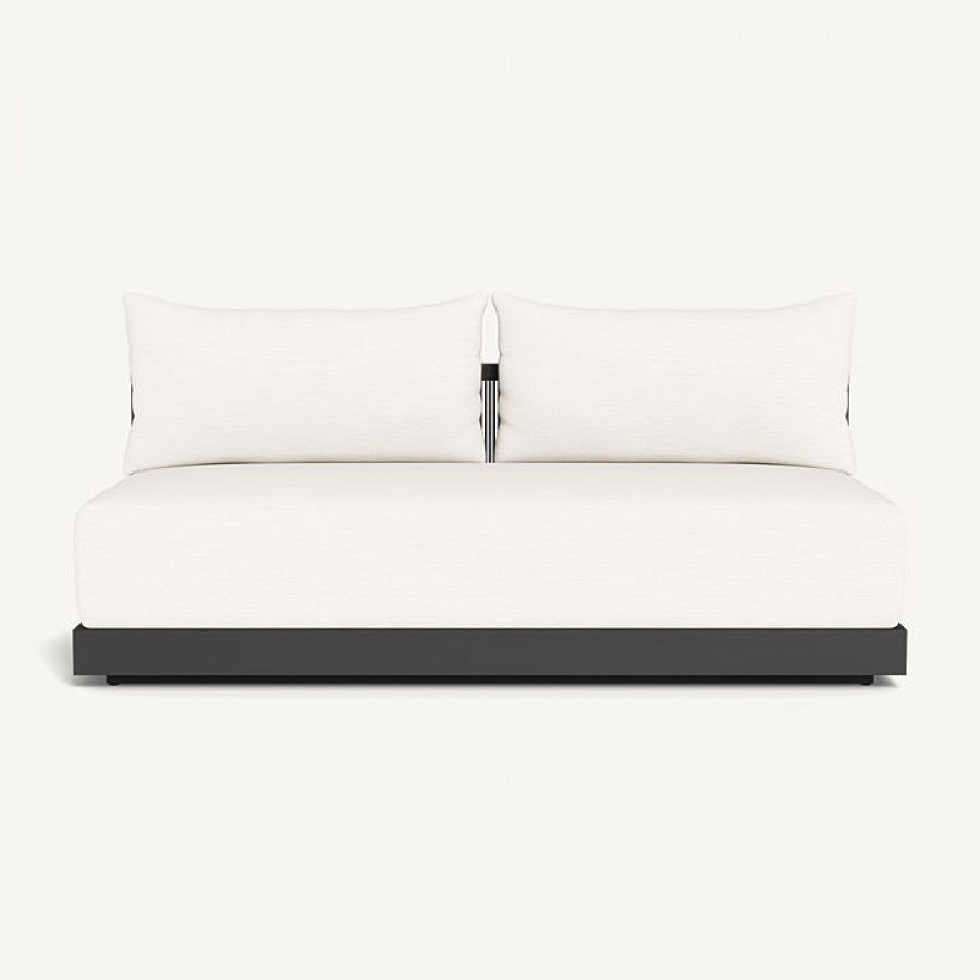 Harbour Antigua 2 Seat Armless Sofa - Aluminum Asteroid / Panama Blanco / Rope Dark Gray