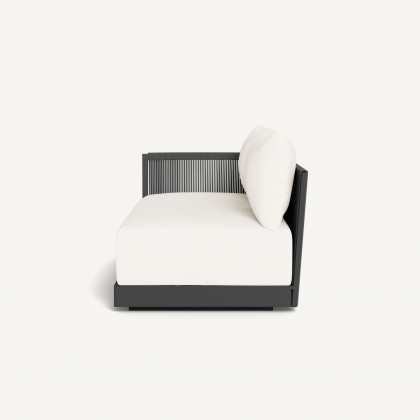 Harbour Antigua 2 Seat 1 Arm Left - Aluminum Asteroid / Panama Blanco / Rope Dark Gray