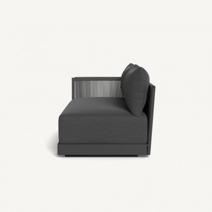 Harbour Antigua 2 Seat 1 Arm Left - Aluminum Asteroid / Panama Grafito / Rope Dark Gray