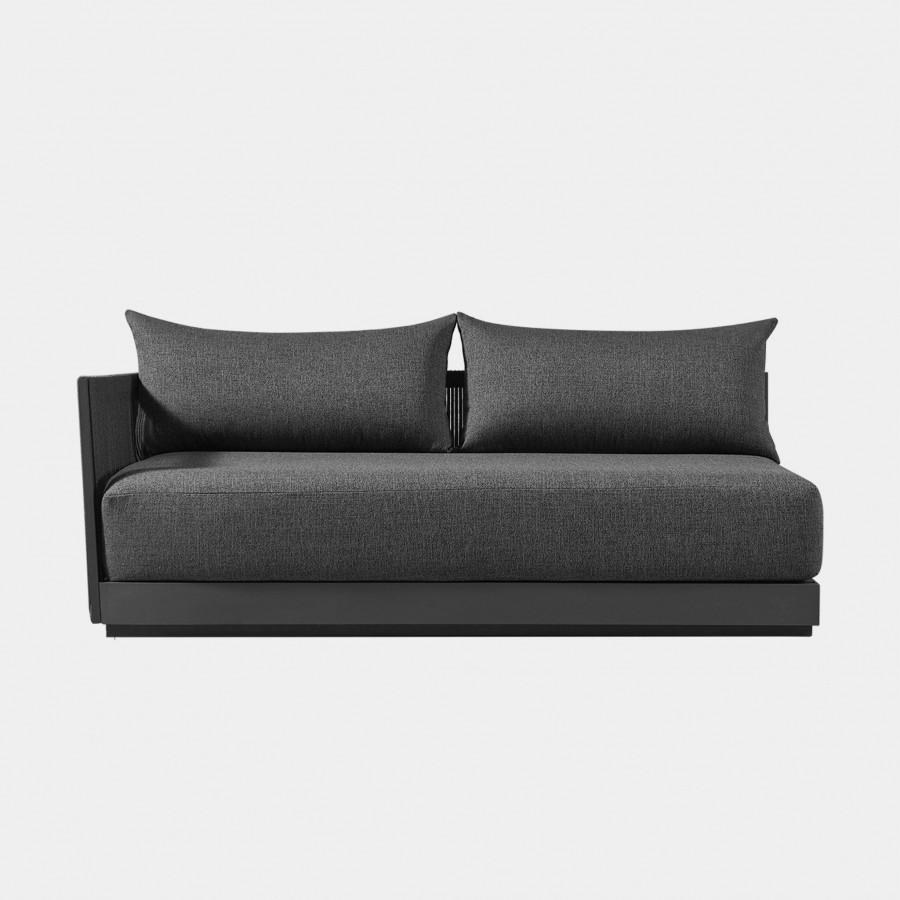 Harbour Antigua 2 Seat 1 Arm Left - Aluminum Asteroid, Riviera Sand, Rope Dark Gray