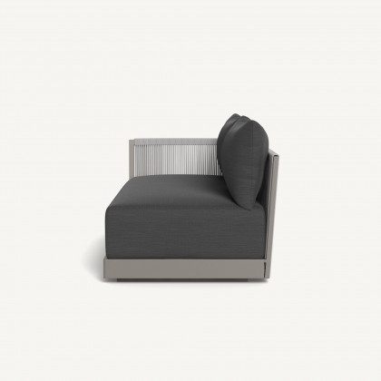 Harbour Antigua 2 Seat 1 Arm Left - Aluminum Taupe / Panama Grafito / Rope Light Gray
