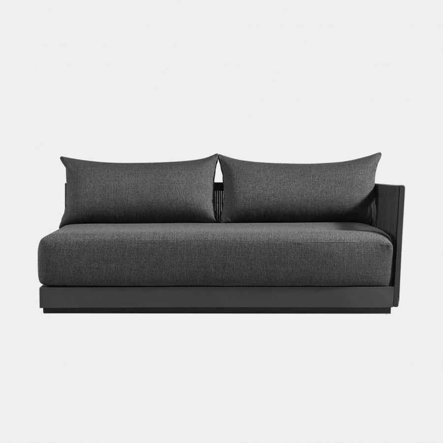 Harbour Antigua 2 Seat 1 Arm Right - Aluminum Asteroid, Siesta Ivory, Rope Dark Gray