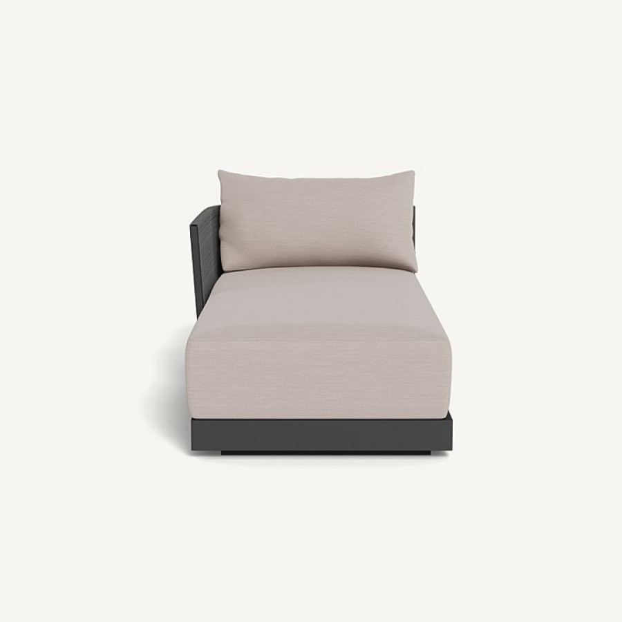 Harbour Antigua Chaise Left - Aluminum Asteroid / Panama Marble / Rope Dark Gray