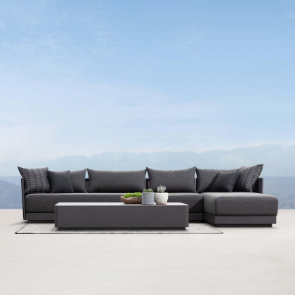 Harbour Antigua Chaise Right - Aluminum Taupe, Riviera Sand, Rope Light Gray
