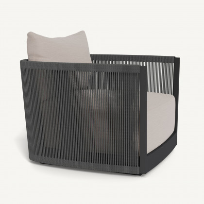 Harbour Antigua Lounge Chair - Aluminum Asteroid / Panama Marble / Rope Dark Gray