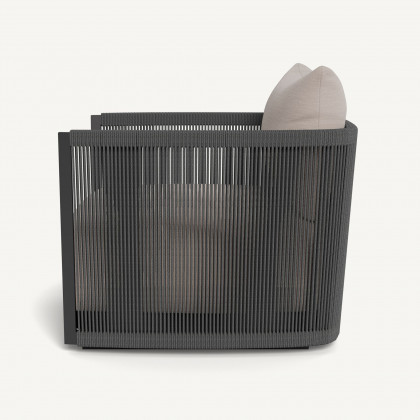 Harbour Antigua Lounge Chair - Aluminum Asteroid / Panama Marble / Rope Dark Gray