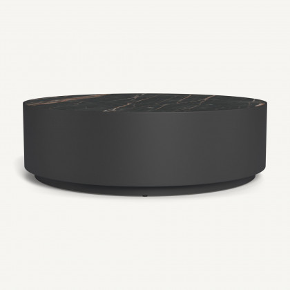 Harbour Antigua Round Coffee Table - Aluminum Asteroid / Laminam Noir