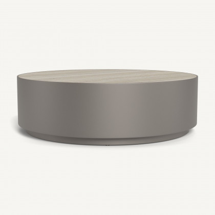 Harbour Antigua Round Coffee Table - Aluminum Taupe / Laminam Grigio