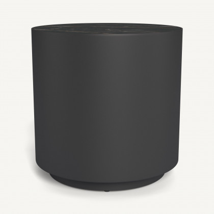 Harbour Antigua Round Side Table - Aluminum Asteroid / Laminam Noir