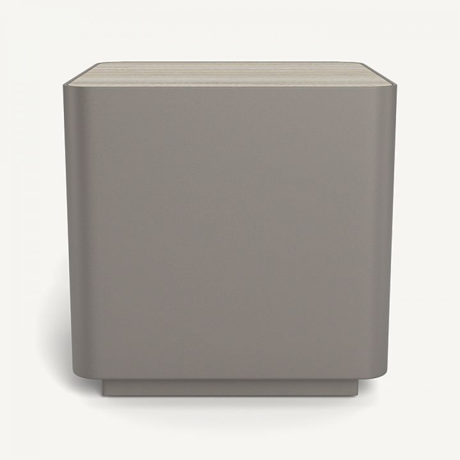 Harbour Antigua Square Side Table - Aluminum Taupe / Laminam Grigio