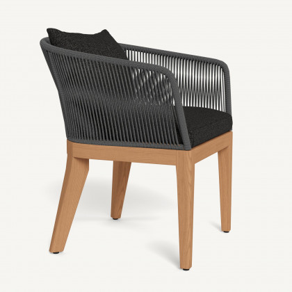 Harbour Avalon Dining Chair - Teak Natural / Copacabana Midnight / Rope Dark Gray