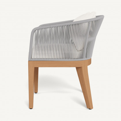 Harbour Avalon Dining Chair - Teak Natural / Panama Blanco / Rope Light Gray