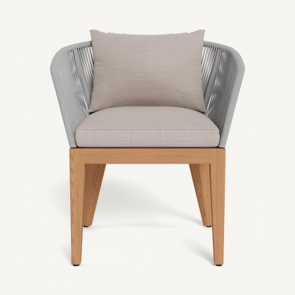 Harbour Avalon Dining Chair - Teak Natural, Panama Marble, Rope Light Gray