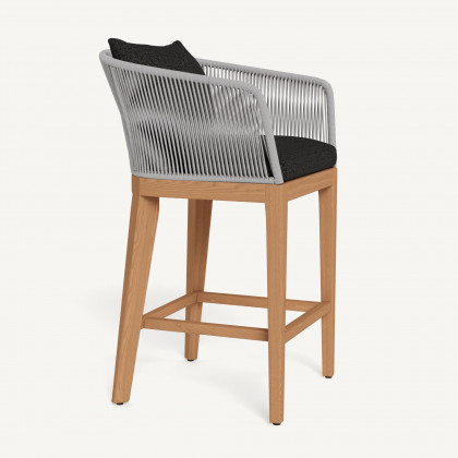 Harbour Avalon Bar Stool - Teak Natural / Copacabana Midnight / Rope Light Gray