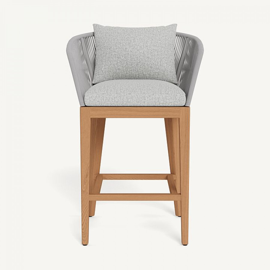 Harbour Avalon Bar Stool - Teak Natural / Copacabana Sand / Rope Light Gray