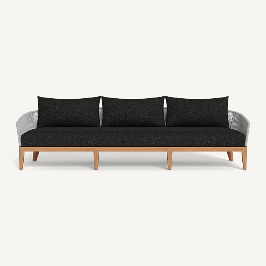 Harbour Avalon 3 Seat Sofa - Teak Natural / Copacabana Midnight / Rope Light Gray