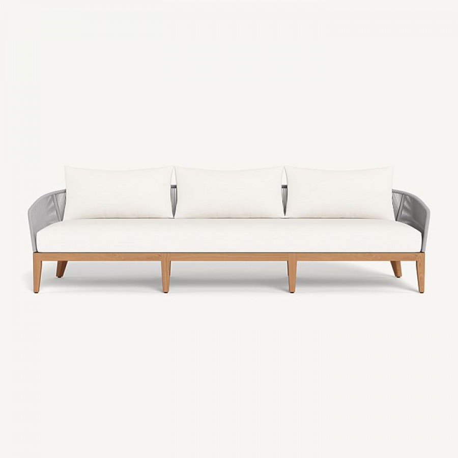 Harbour Avalon 3 Seat Sofa - Teak Natural / Panama Blanco / Rope Light Gray