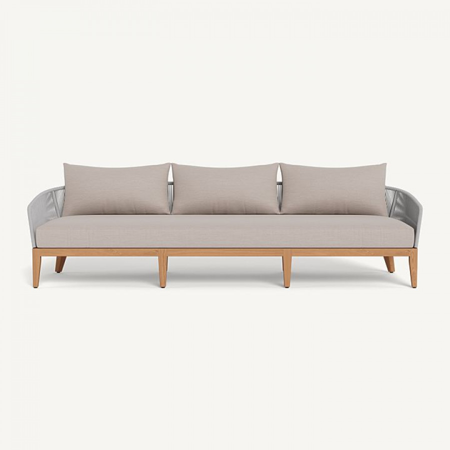 Harbour Avalon 3 Seat Sofa - Teak Natural / Panama Marble / Rope Light Gray
